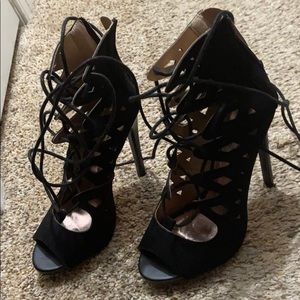 Black lace heels